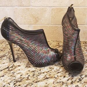 Jimmy Choo Elegant Multicolor Metallic Peep-Toe Booties